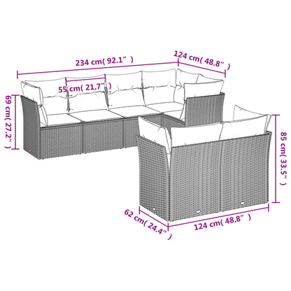 Set Divani da Giardino con Cuscini 7pz Nero Polyrattan | homemem39