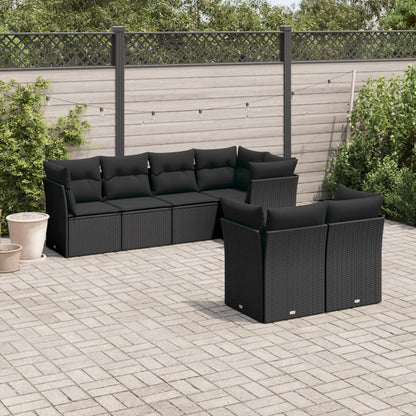 Set Divani da Giardino con Cuscini 7pz Nero Polyrattan | homemem39