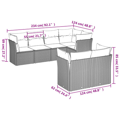Set Divani da Giardino con Cuscini 7pz Nero Polyrattan | homemem39
