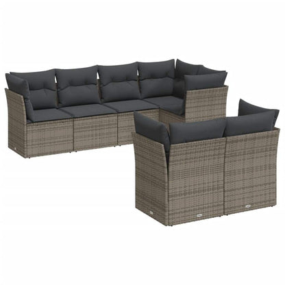 Set Divani da Giardino 7 pz con Cuscini Grigio in Polyrattan - homemem39