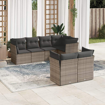 Set Divani da Giardino 7 pz con Cuscini Grigio in Polyrattan - homemem39