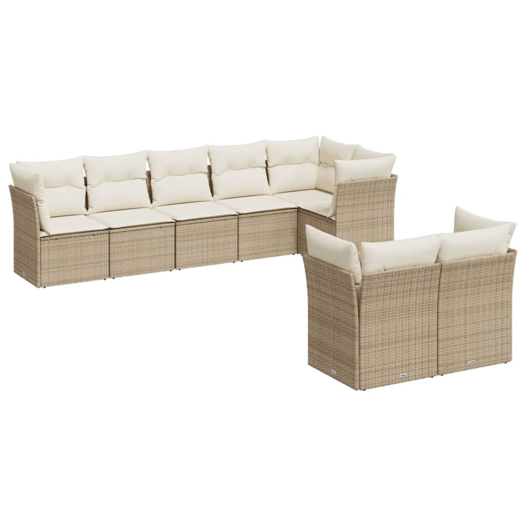 Set Divano da Giardino 8 pz con Cuscini Beige in Polyrattan | homemem39
