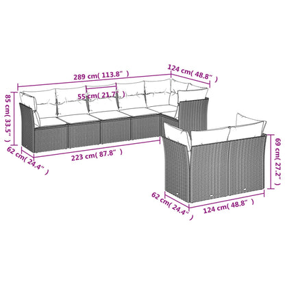 Set Divano da Giardino 8 pz con Cuscini Grigio in Polyrattan