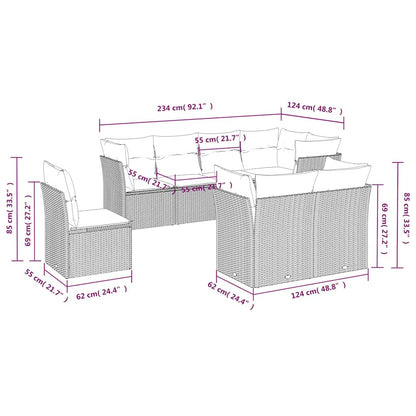 Set Divani da Giardino con Cuscini 8 pz Nero in Polyrattan