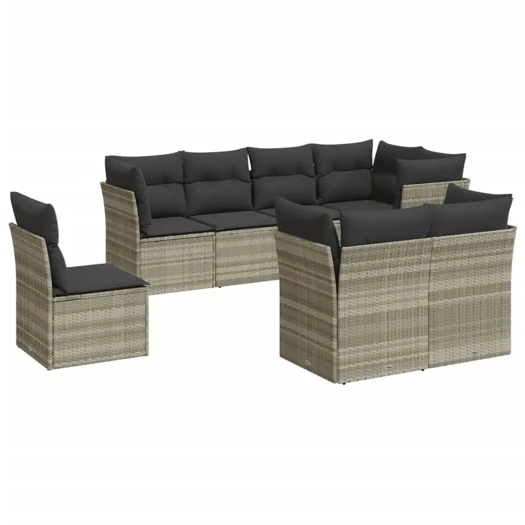 Set Divano da Giardino 8pz con Cuscini Grigio Chiaro Polyrattan - homemem39