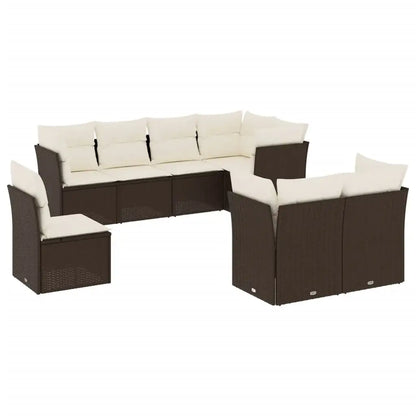Set Divani da Giardino 8 pz con Cuscini Marrone in Polyrattan - homemem39