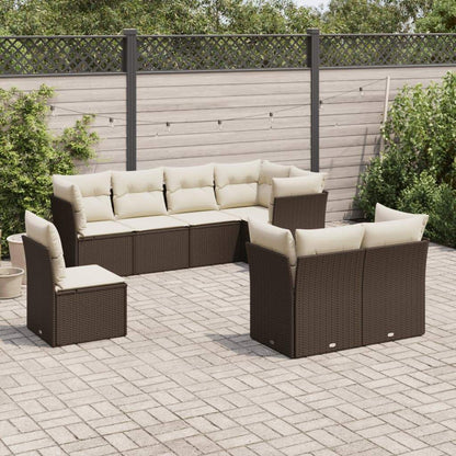 Set Divani da Giardino 8 pz con Cuscini Marrone in Polyrattan - homemem39