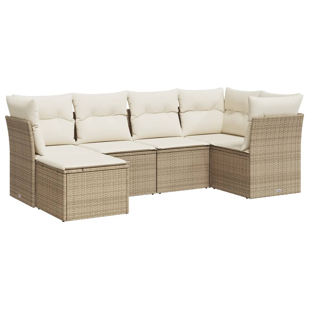 Set Divano da Giardino 6 pz con Cuscini Beige in Polyrattan | homemem39