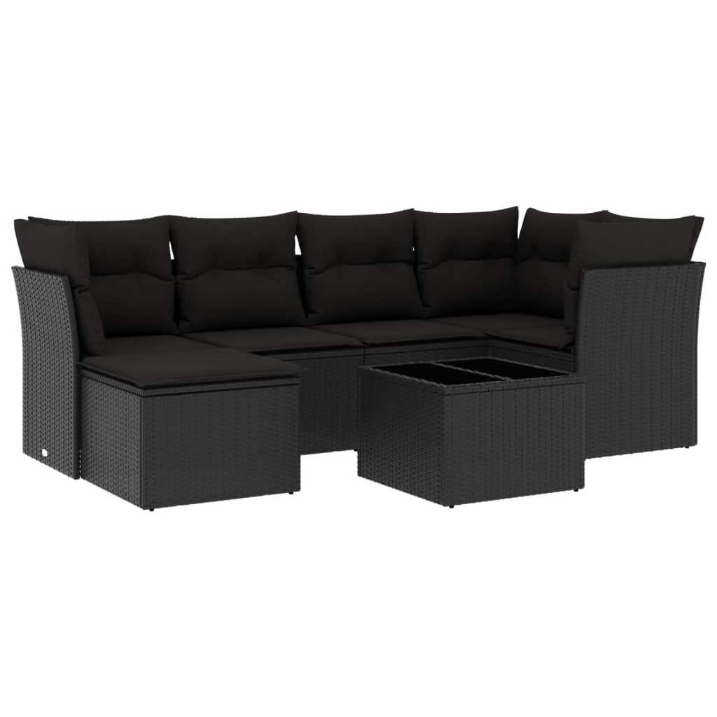 Set Divani da Giardino con Cuscini 7pz Nero Polyrattan - homemem39