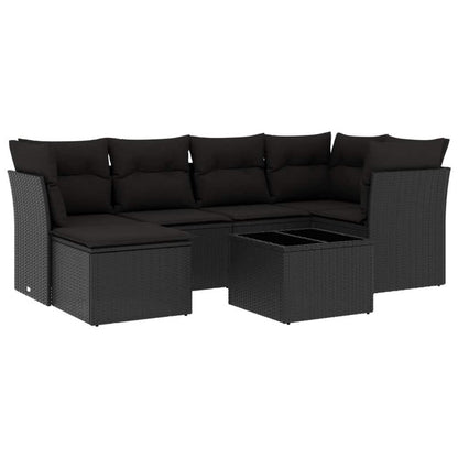 Set Divani da Giardino con Cuscini 7pz Nero Polyrattan - homemem39