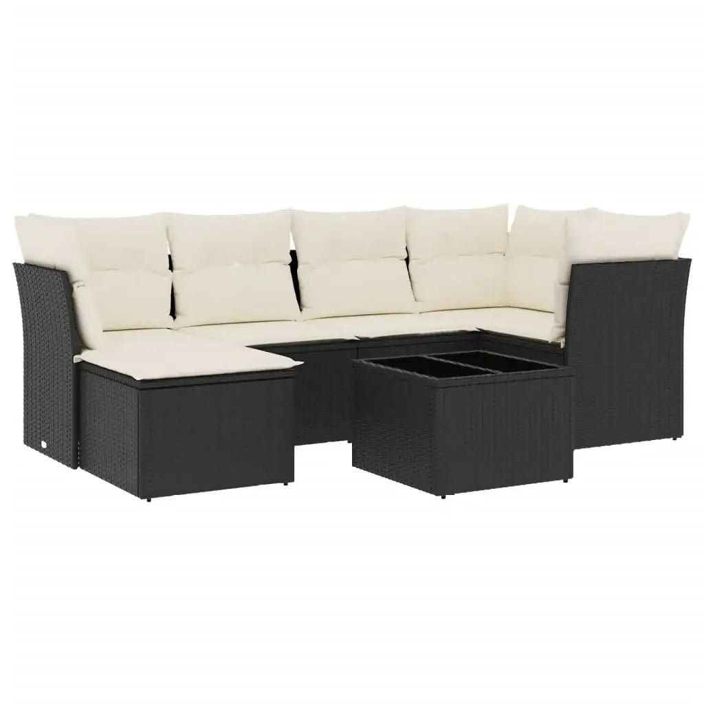 Set Divani da Giardino con Cuscini 7pz Nero Polyrattan - homemem39