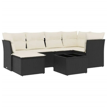 Set Divani da Giardino con Cuscini 7pz Nero Polyrattan - homemem39