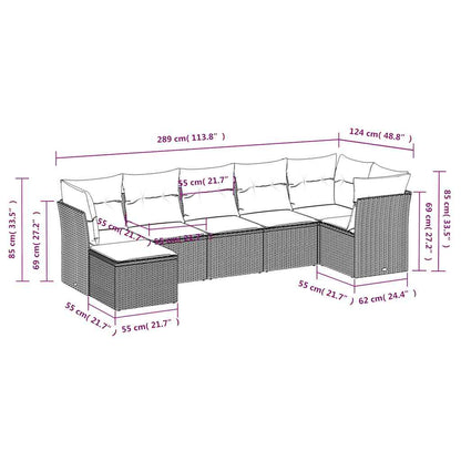 Set Divani da Giardino con Cuscini 7pz Nero Polyrattan | homemem39