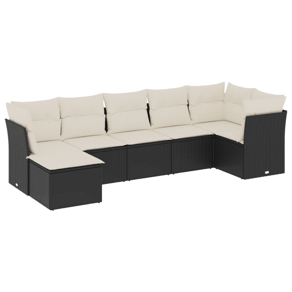 Set Divani da Giardino con Cuscini 7pz Nero Polyrattan - homemem39