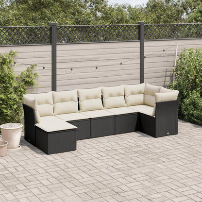 Set Divani da Giardino con Cuscini 7pz Nero Polyrattan - homemem39