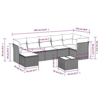 Set Divani da Giardino con Cuscini 8 pz Nero in Polyrattan | homemem39