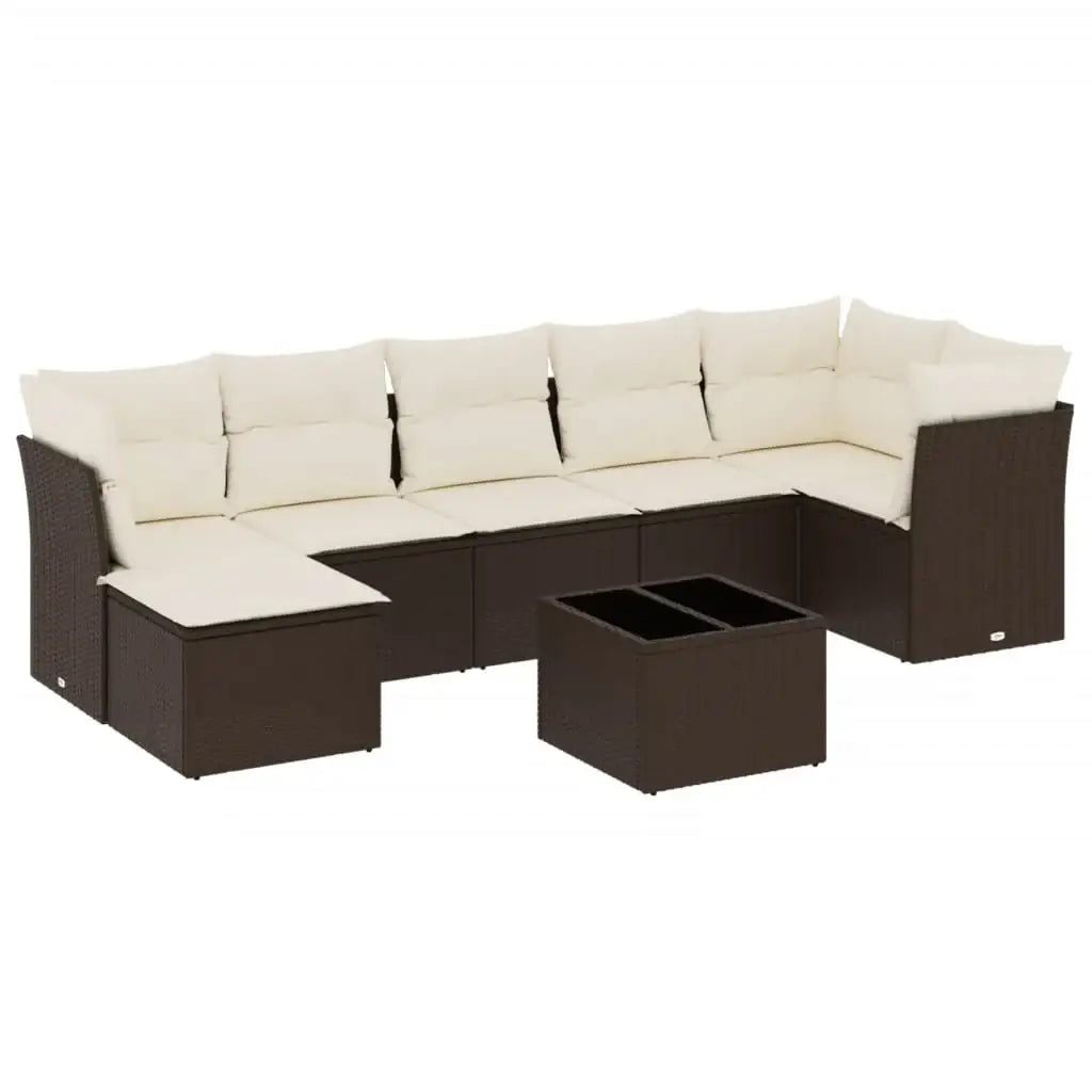 Set Divani da Giardino 8 pz con Cuscini Marrone in Polyrattan - homemem39