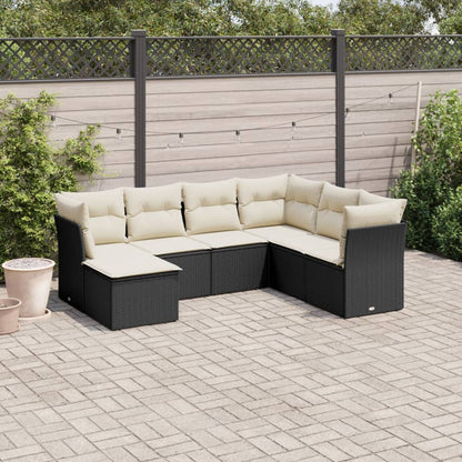 Set Divani da Giardino con Cuscini 7pz Nero Polyrattan - homemem39