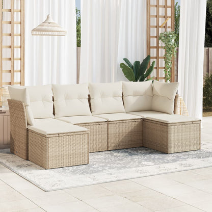 Set Divano da Giardino 6 pz con Cuscini Beige in Polyrattan | homemem39