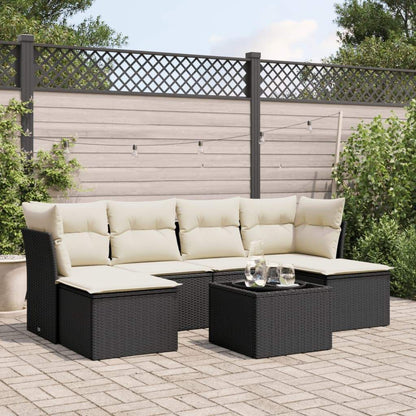 Set Divani da Giardino con Cuscini 7pz Nero Polyrattan - homemem39