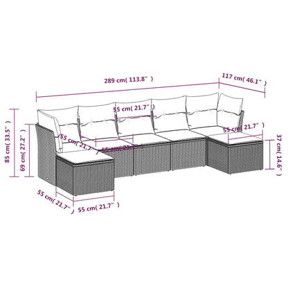 Set Divani da Giardino con Cuscini 7pz Nero Polyrattan | homemem39