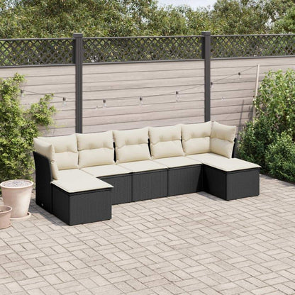 Set Divani da Giardino con Cuscini 7pz Nero Polyrattan - homemem39