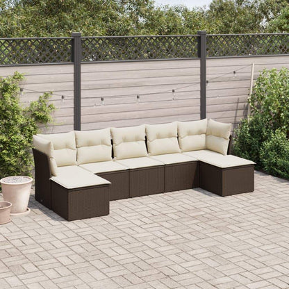 Set Divani da Giardino 7 pz con Cuscini Marrone in Polyrattan - homemem39