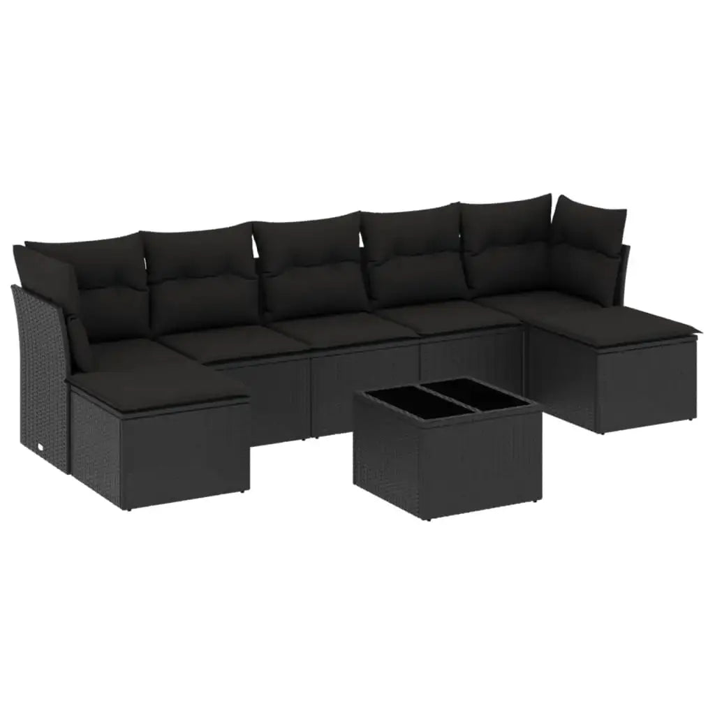 Set Divani da Giardino con Cuscini 8 pz Nero in Polyrattan - homemem39