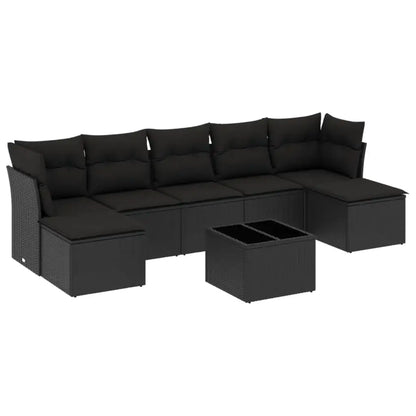 Set Divani da Giardino con Cuscini 8 pz Nero in Polyrattan - homemem39