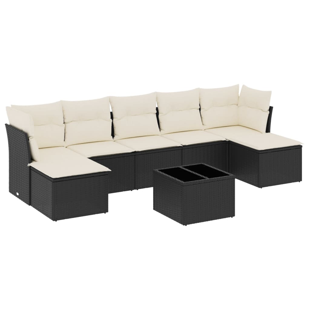 Set Divani da Giardino con Cuscini 8 pz Nero in Polyrattan