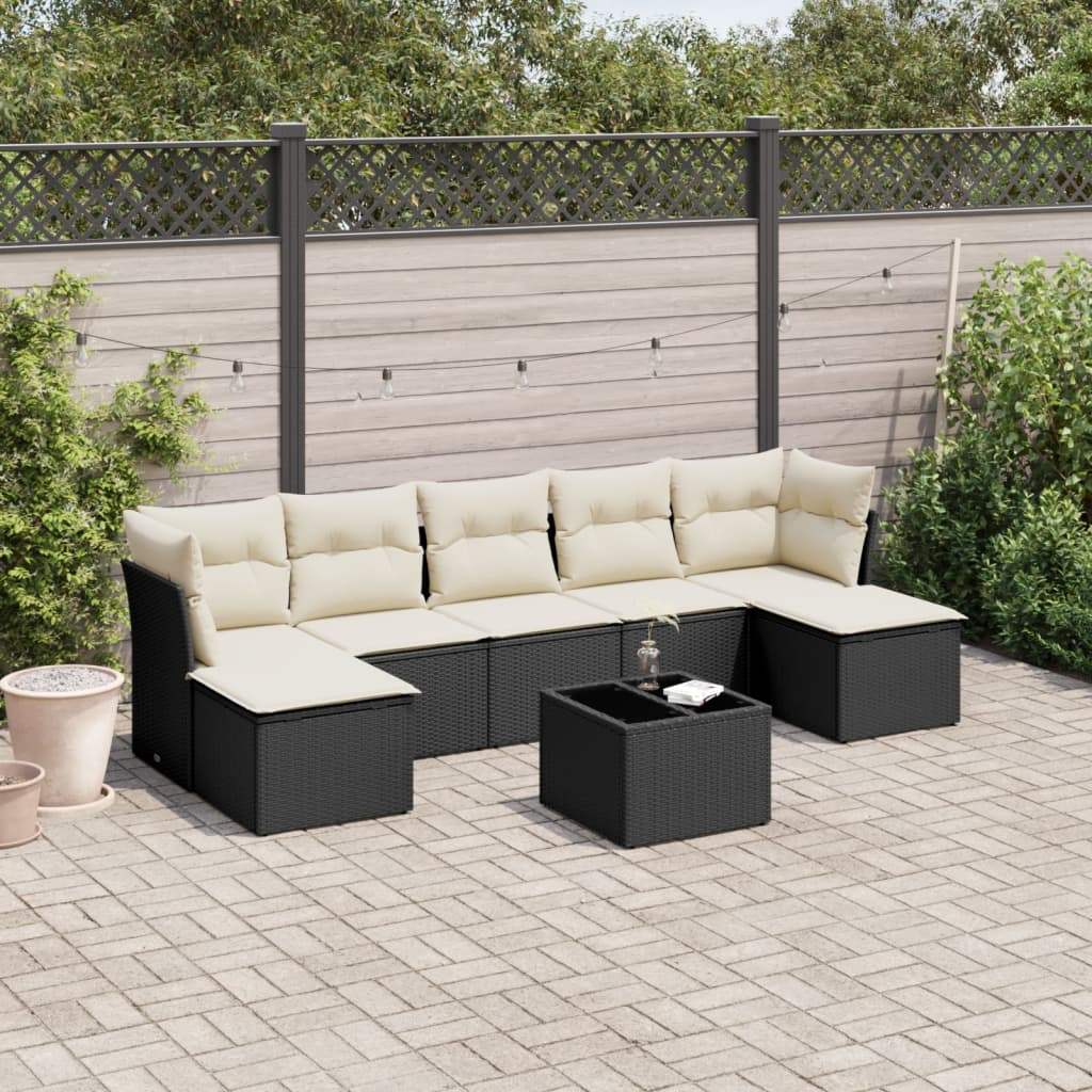 Set Divani da Giardino con Cuscini 8 pz Nero in Polyrattan - homemem39