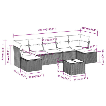Set Divano da Giardino 8 pz con Cuscini Beige in Polyrattan | homemem39