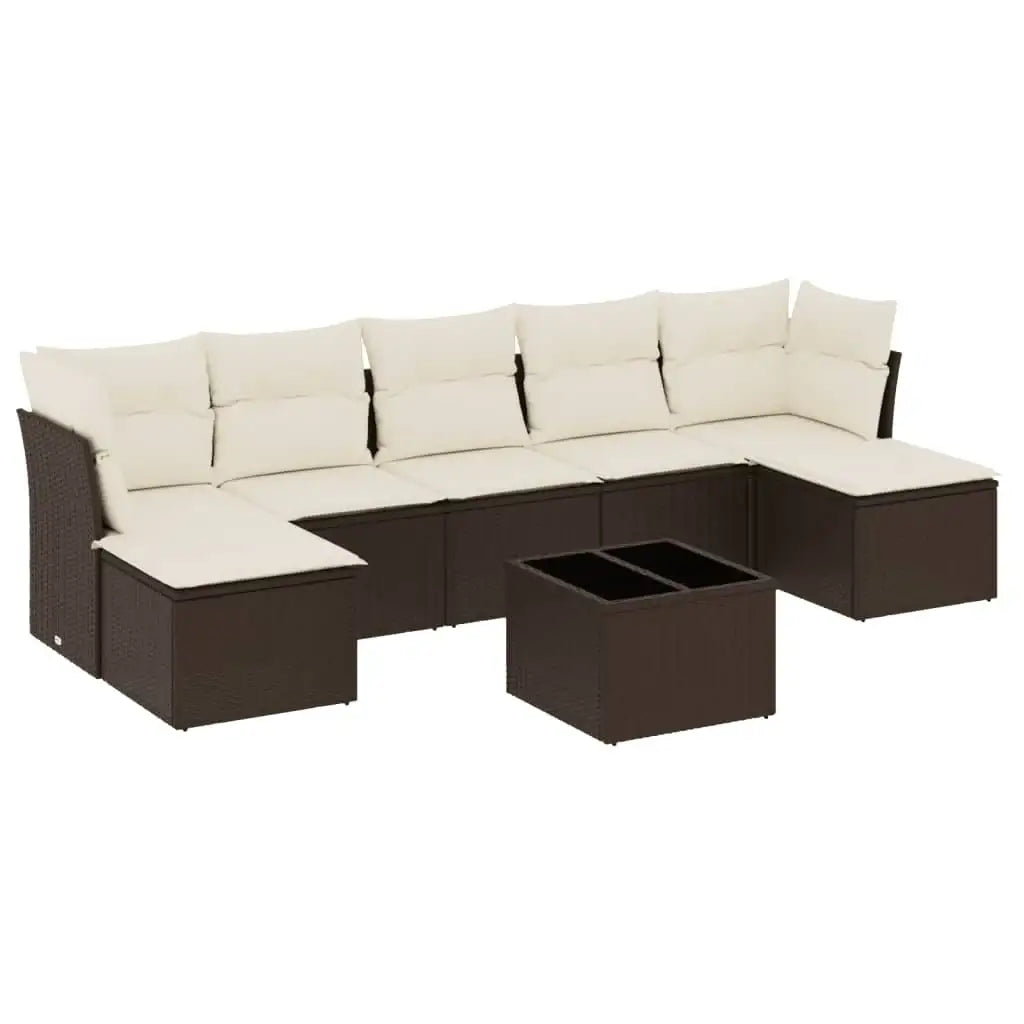 Set Divani da Giardino 8 pz con Cuscini Marrone in Polyrattan - homemem39