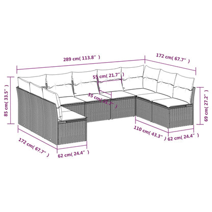 Set Divano da Giardino 9 pz con Cuscini Beige in Polyrattan | homemem39