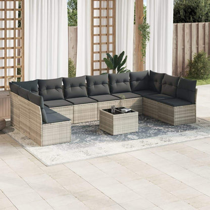 Set Divani da Giardino 11 pz con Cuscini in Polyrattan Grigio - homemem39
