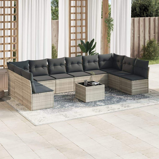 Set Divani da Giardino 11 pz con Cuscini in Polyrattan Grigio - homemem39
