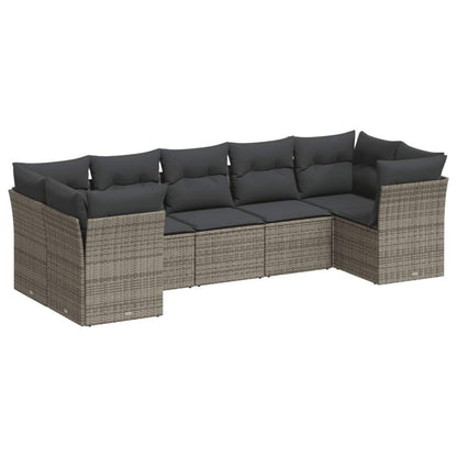 Set Divani da Giardino 7 pz con Cuscini Grigio in Polyrattan - homemem39