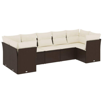 Set Divani da Giardino 7 pz con Cuscini Marrone in Polyrattan - homemem39