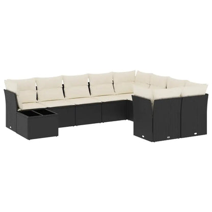 Set Divani da Giardino 10pz con Cuscini in Polyrattan Nero - homemem39