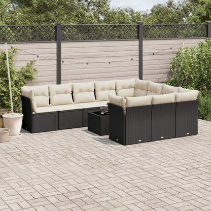 Set Divani da Giardino 11 pz con Cuscini in Polyrattan Nero - homemem39
