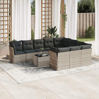 Set Divani da Giardino 11 pz con Cuscini in Polyrattan Grigio - homemem39