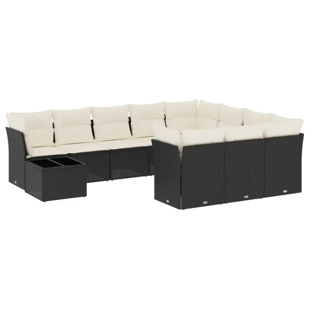 Set Divani da Giardino 11 pz con Cuscini in Polyrattan Nero - homemem39