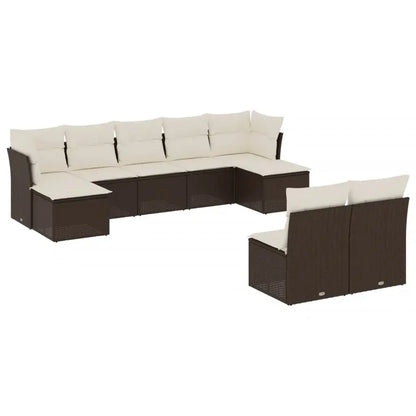 Set Divani da Giardino 9pz con Cuscini Marrone in Polyrattan - homemem39