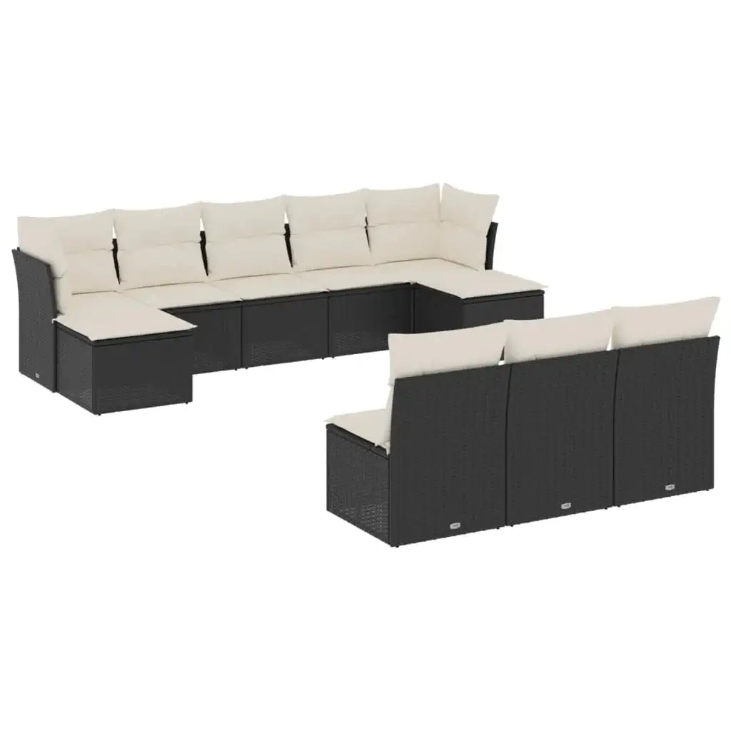 Set Divani da Giardino 10pz con Cuscini in Polyrattan Nero - homemem39