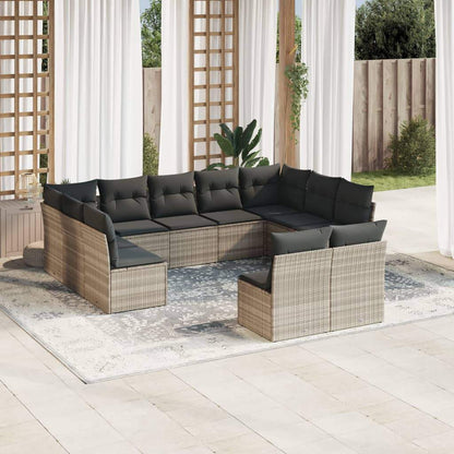 Set Divani da Giardino 11 pz con Cuscini in Polyrattan Grigio - homemem39