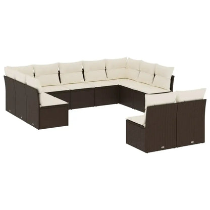 Set Divani da Giardino 11 pz con Cuscini Polyrattan Marrone - homemem39