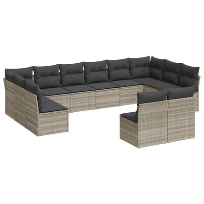 Set Divano Giardino 12 pz con Cuscini Grigio Chiaro Polyrattan