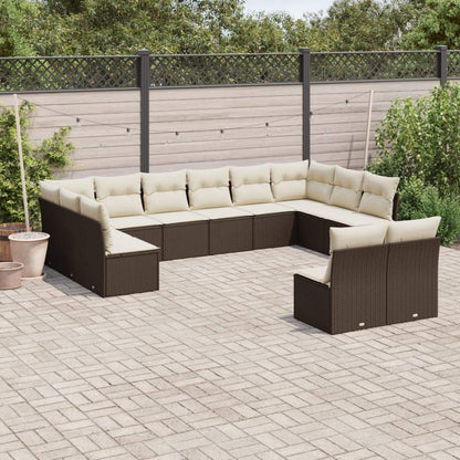Set Divani da Giardino 12 pz con Cuscini Marrone in Polyrattan - homemem39
