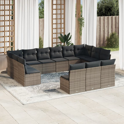 Set Divani da Giardino 13 pz con Cuscini Grigio in Polyrattan | homemem39