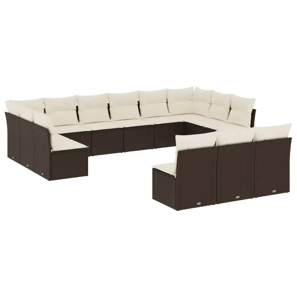 Set Divani da Giardino 13 pz con Cuscini Marrone in Polyrattan - homemem39